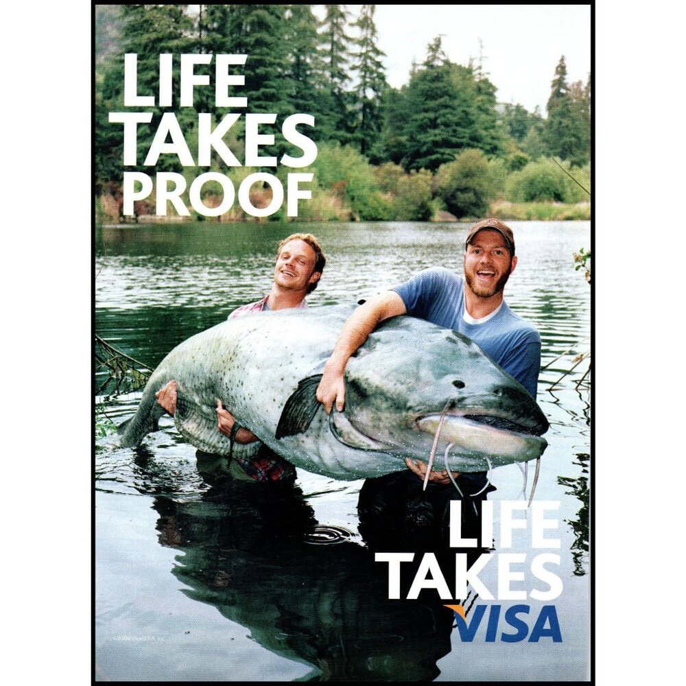 2006 Visa Credit Card Life Takes Proof Giant Catfish Vintage Print Ad Wall Art